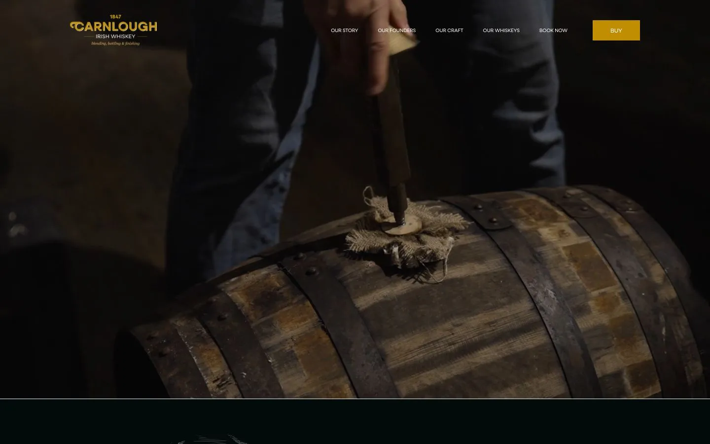 Screenshot of the Carnlough Irish Whiskey website homepage
