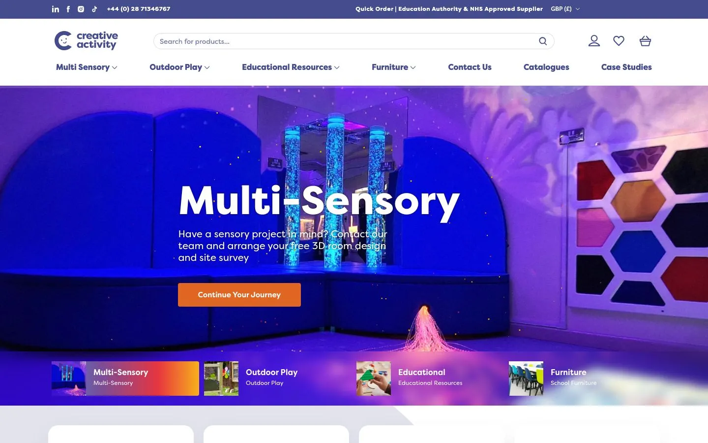 Screenshot of the Creative Activity website homepage
