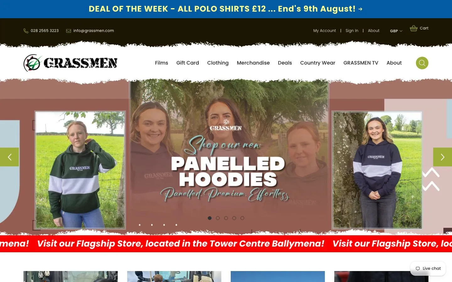 Screenshot of the Grassmen website homepage