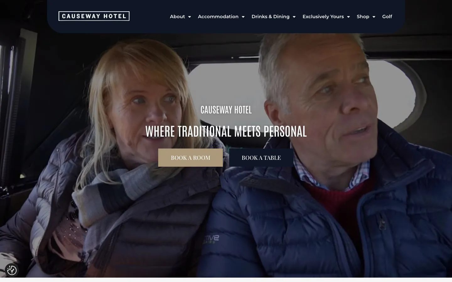 Screenshot of the The Causeway Hotel website homepage