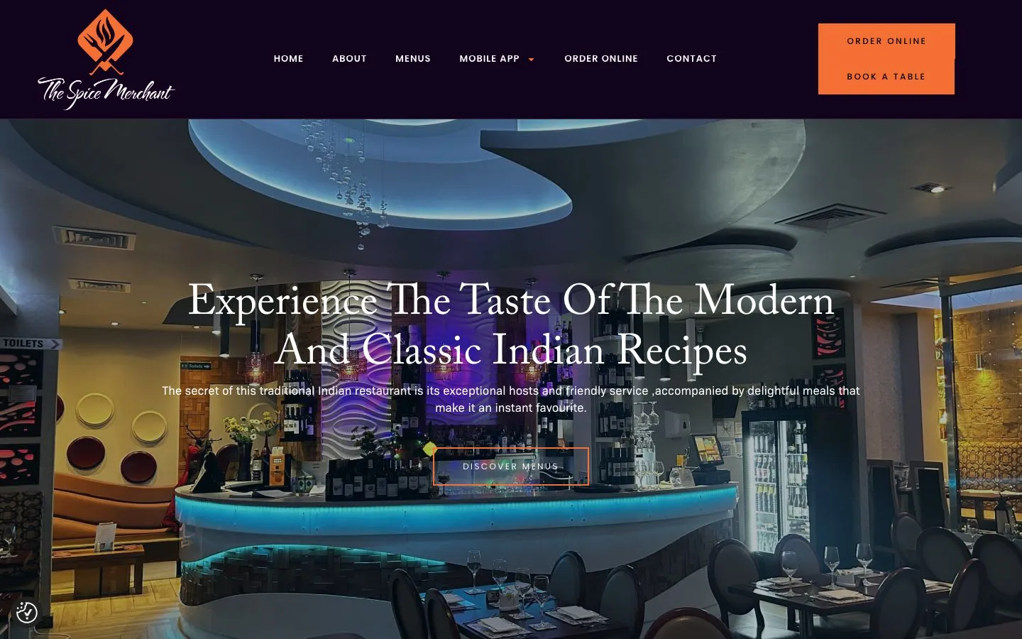 Screenshot of the The Spice Merchant website homepage