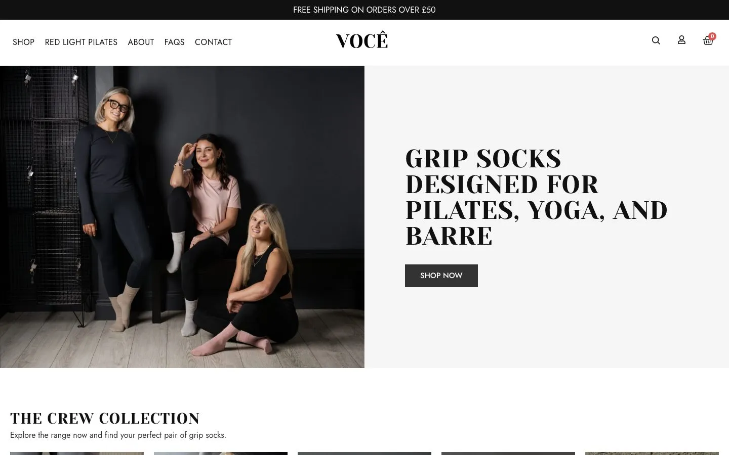 Screenshot of the VOCE Active website homepage